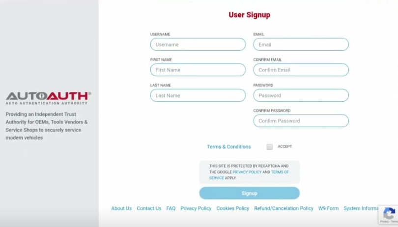 Register AUTOAUTH account